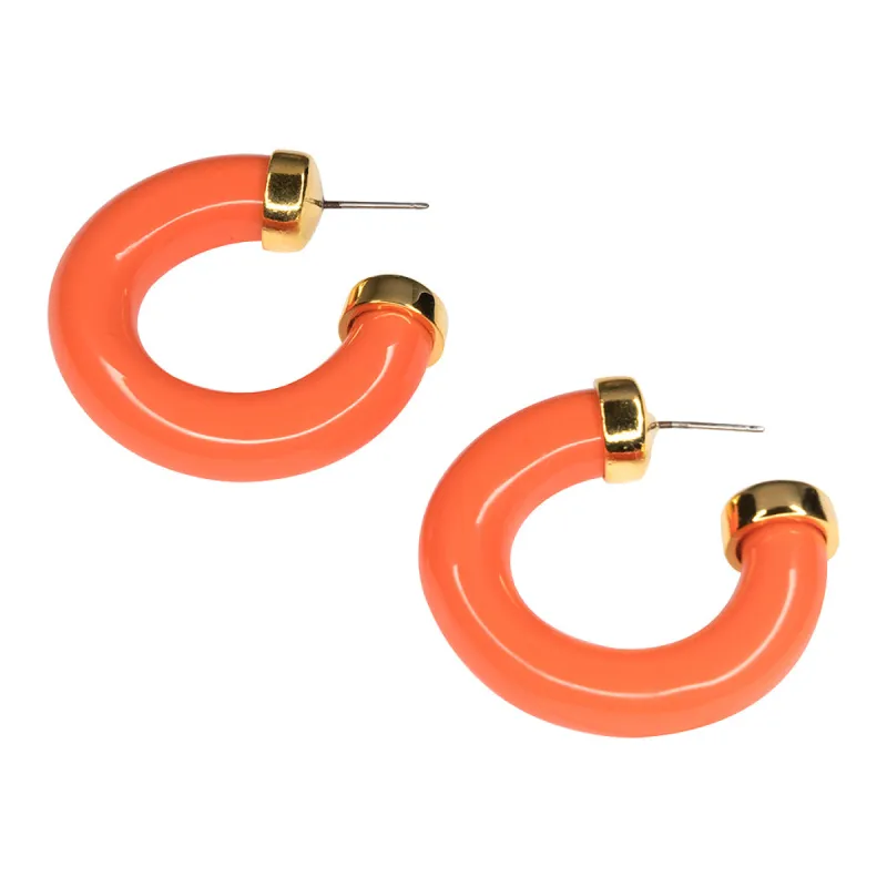 Coral Tube Hoop Pierced Earrings sold by Kenneth Jay Lane