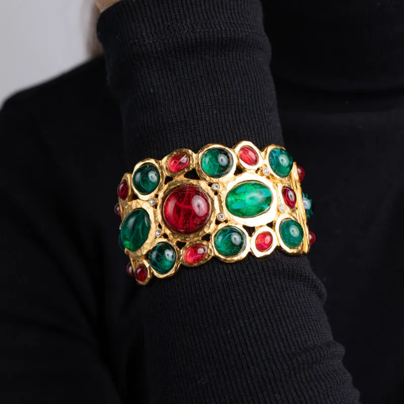 Flawed Emerald and Ruby Cuff sold by Kenneth Jay Lane