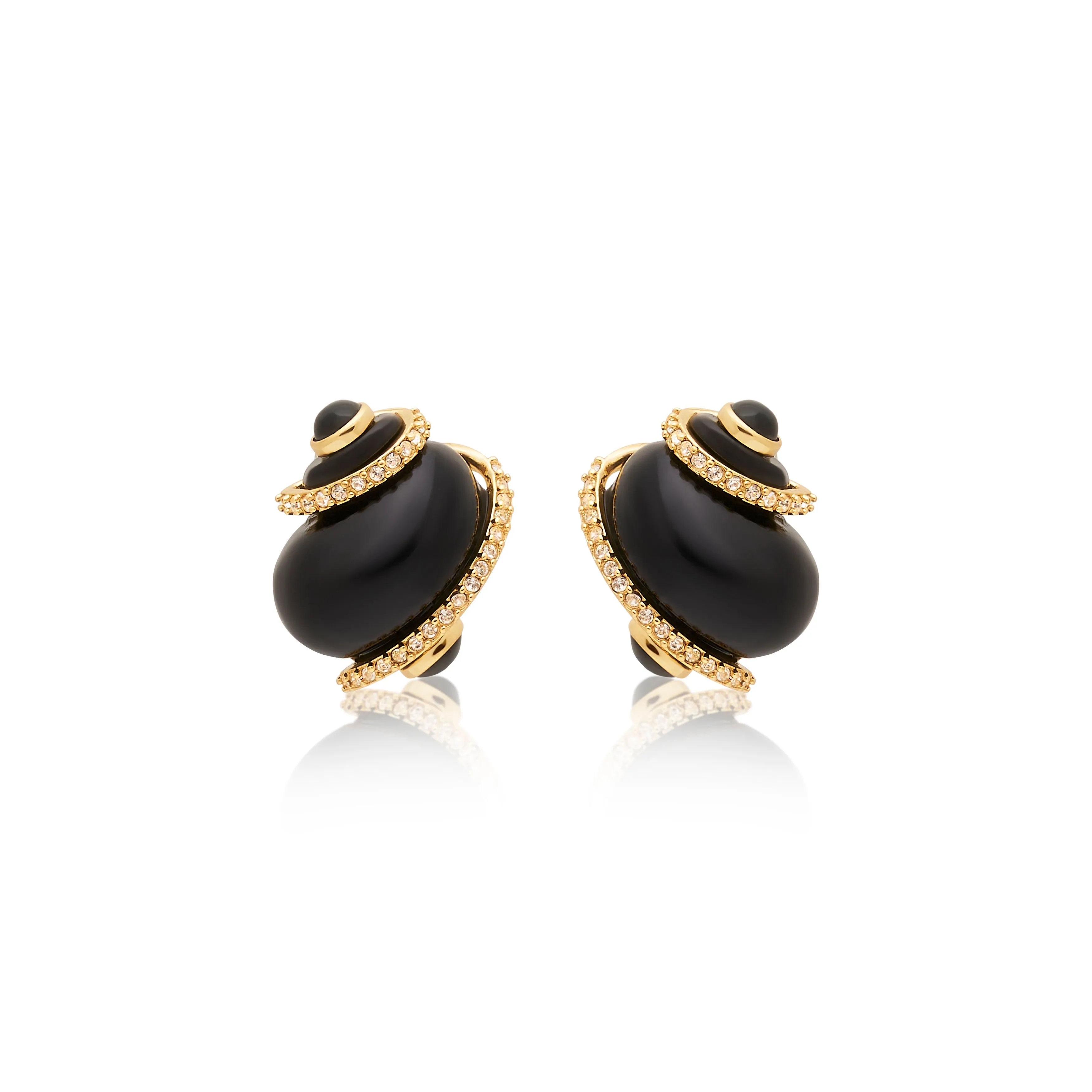 Crystal Tip Black Shell Pierced Earrings sold by Kenneth Jay Lane