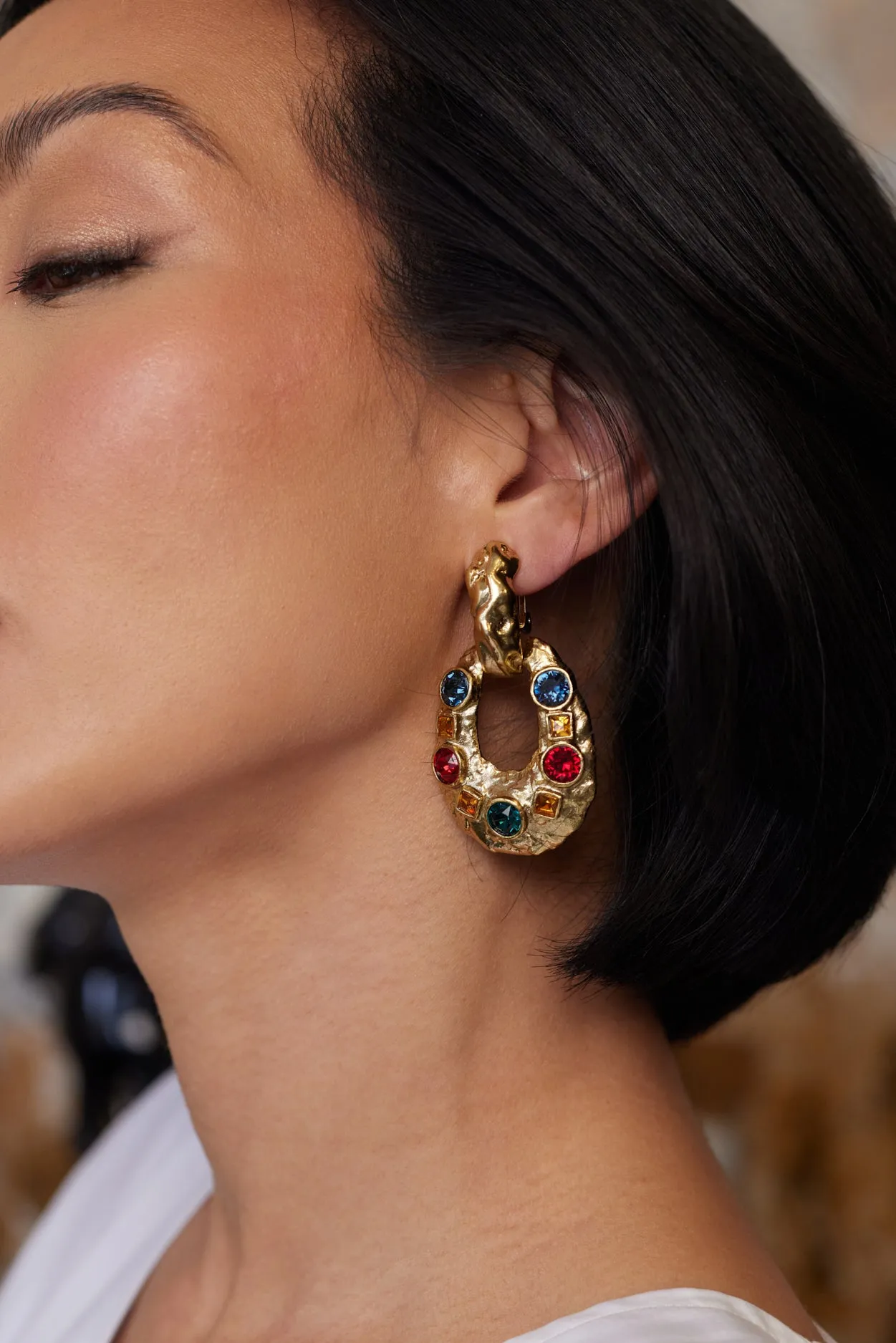 Gemstone Oval Clip Earrings sold by Kenneth Jay Lane product image thumbnail 2