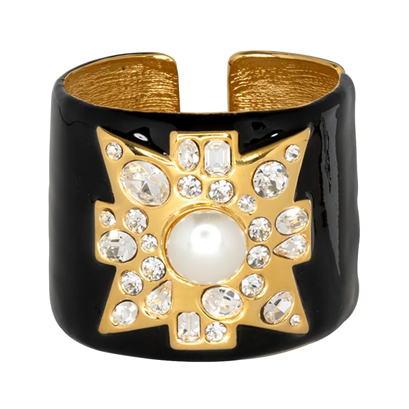 Black Maltese Cross Cuff sold by Kenneth Jay Lane