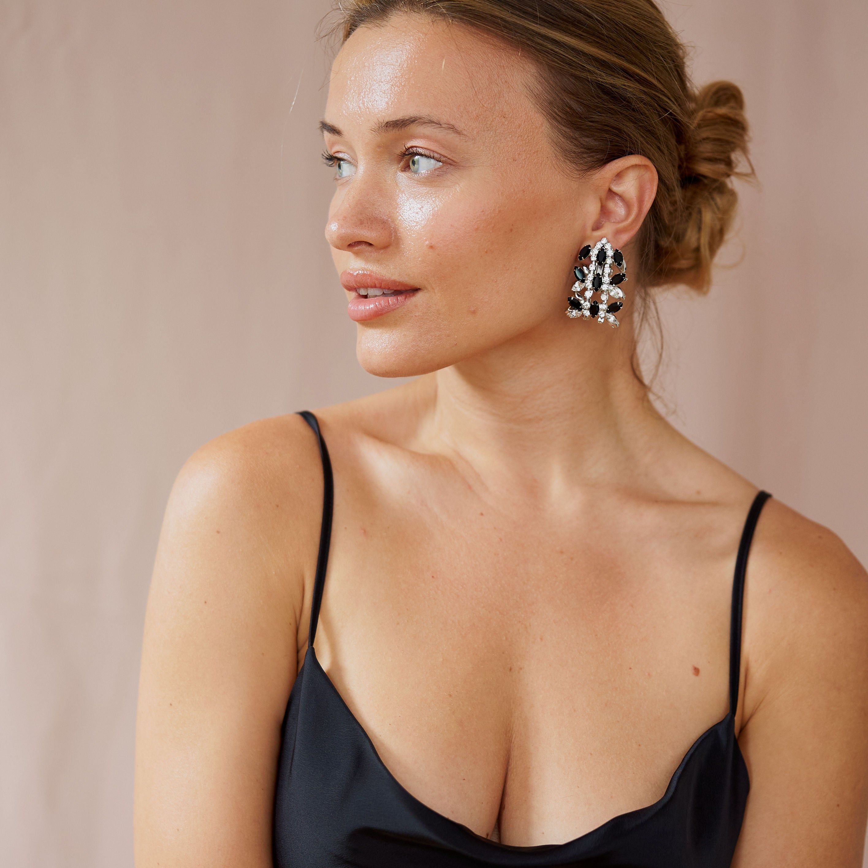 Jet Oval Clip Earrings sold by Kenneth Jay Lane product image thumbnail 2