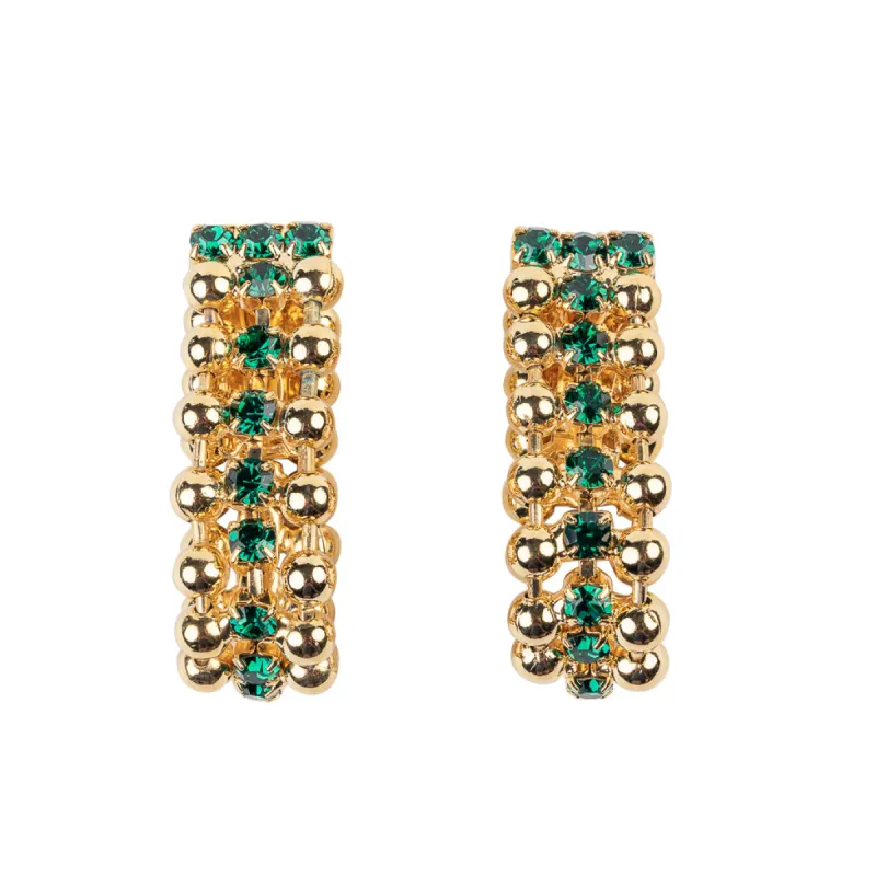 Gold and Emerald Stone Teardrop Clip Earring sold by Kenneth Jay Lane