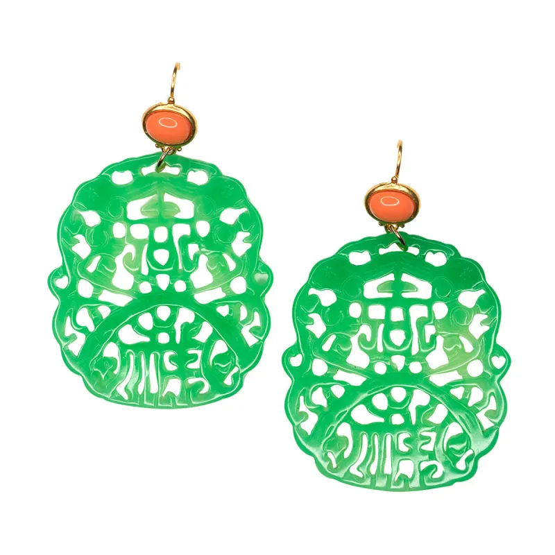 Carved Jade Pierced Earrings sold by Kenneth Jay Lane