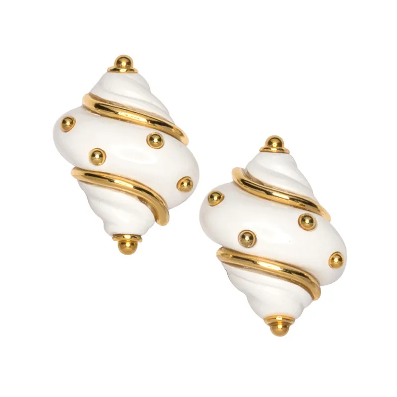 White Shell Clip Earrings sold by Kenneth Jay Lane