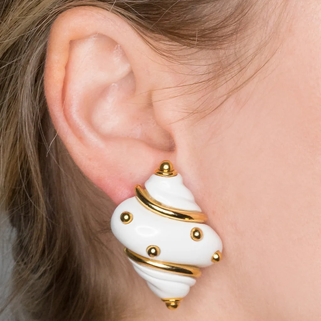 White Shell Clip Earrings sold by Kenneth Jay Lane product image thumbnail 2