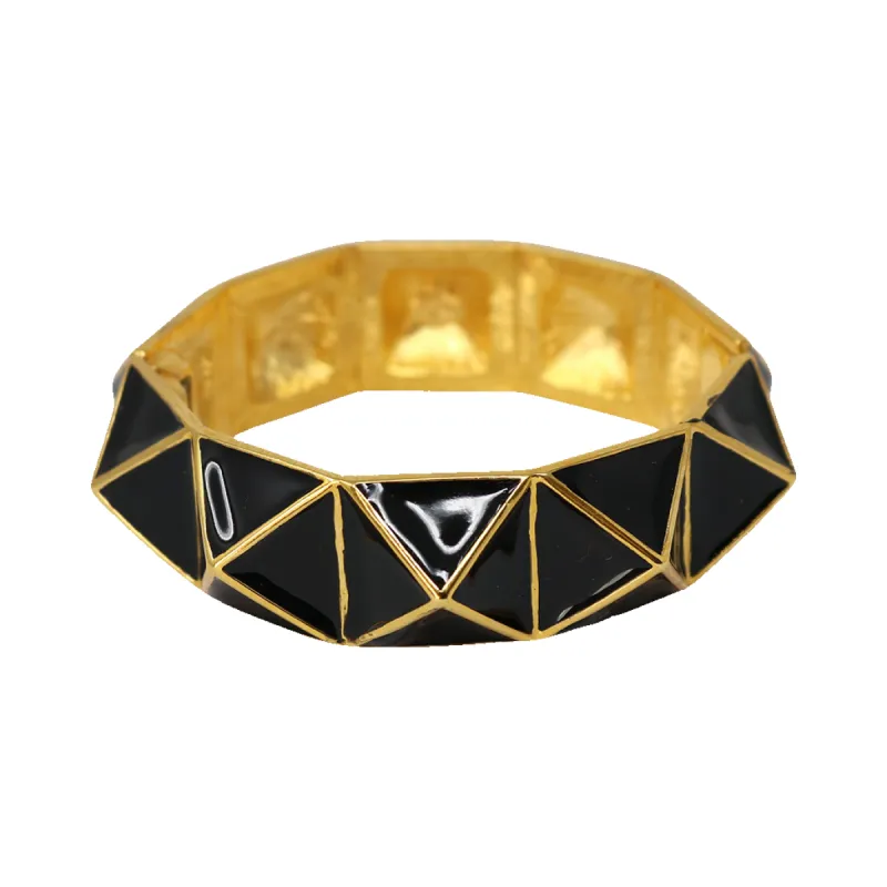 Black Enamel Geometric Hinged Bracelet sold by Kenneth Jay Lane