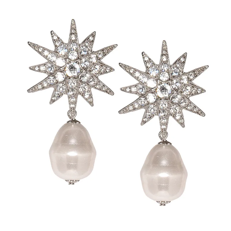 Starburst And Baroque Pearl Pierced Earrings sold by Kenneth Jay Lane