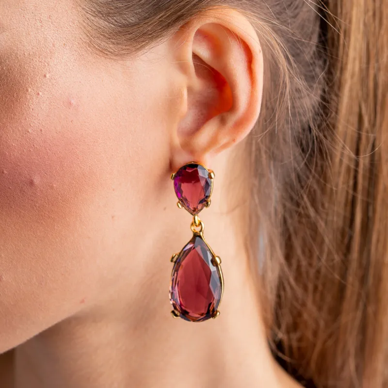 Amethyst and Gold Teardrop Pierced or Clip Earrings sold by Kenneth Jay Lane