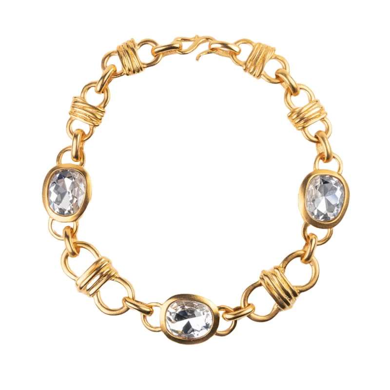 Gold and Crystal Link Necklace sold by Kenneth Jay Lane