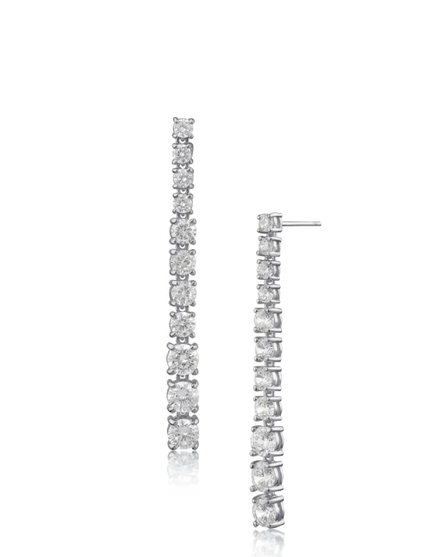 Cubic Zirconia & Rhodium Drop Earrings sold by Kenneth Jay Lane