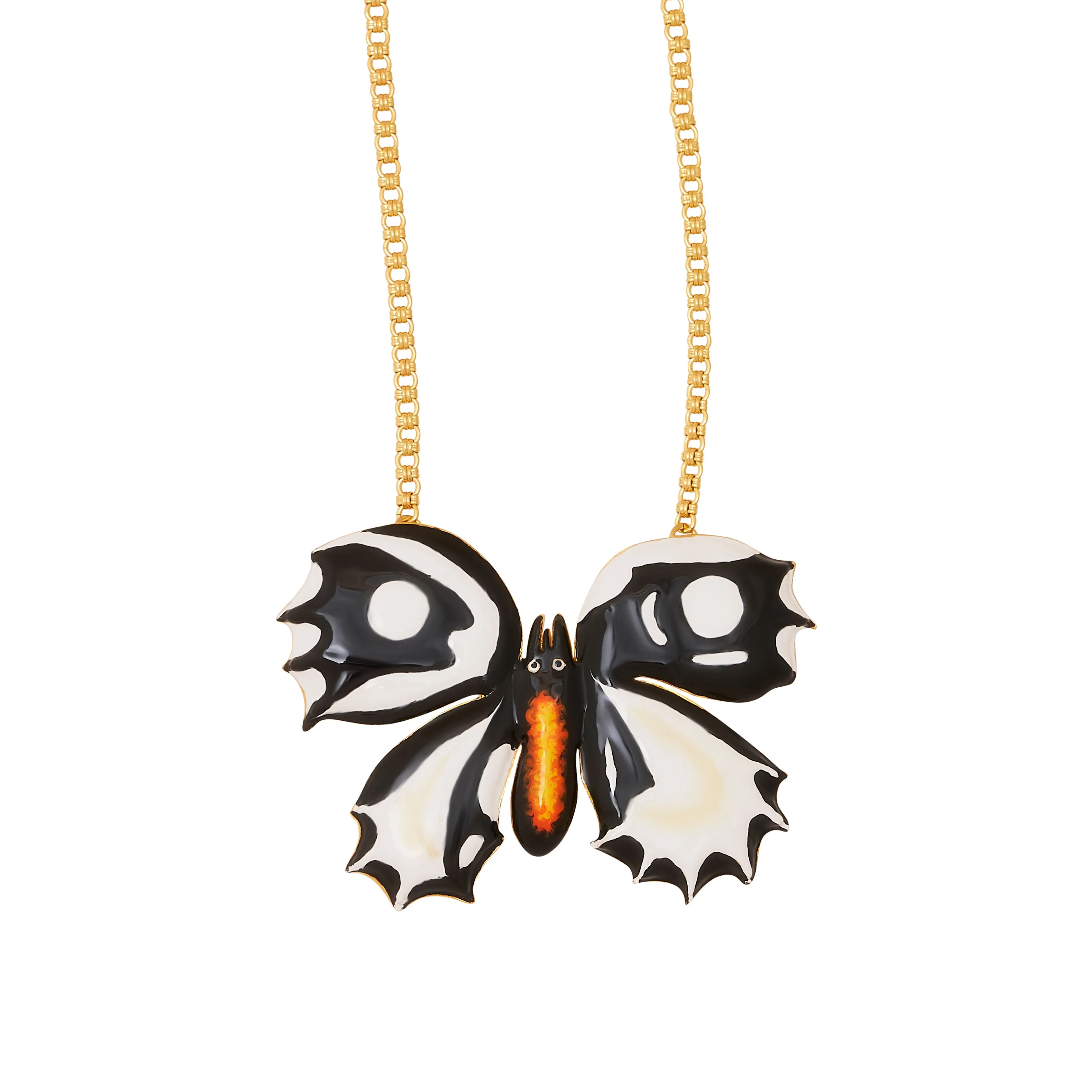 Black & White Butterfly Gold Chain Necklace sold by Kenneth Jay Lane