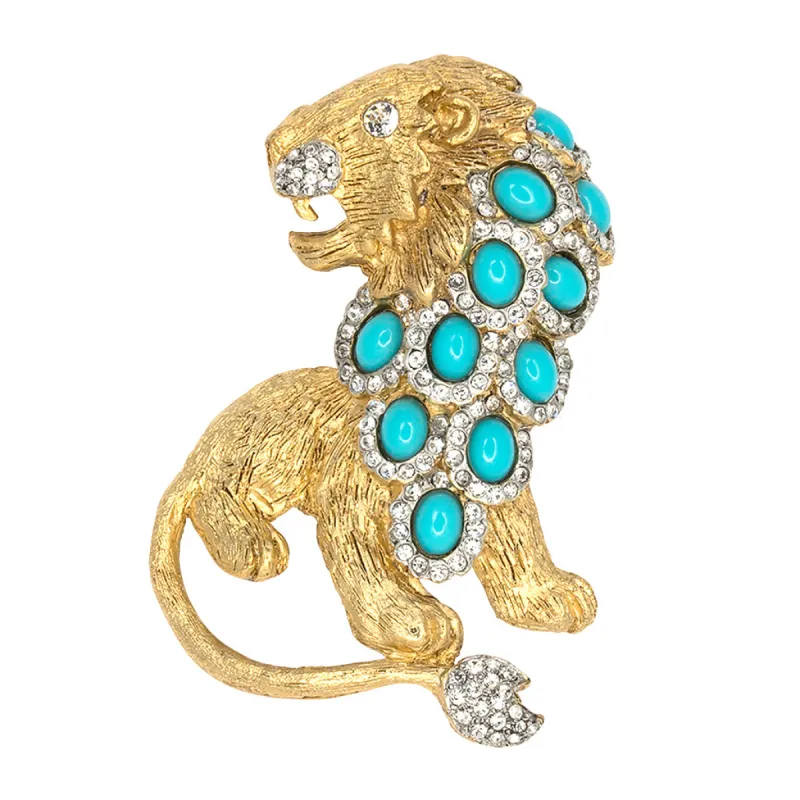 Turquoise Lion Pin sold by Kenneth Jay Lane