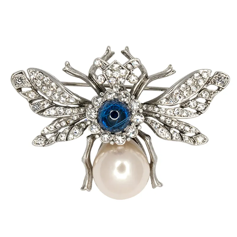 Antique Silver & Crystal Bee Pin sold by Kenneth Jay Lane