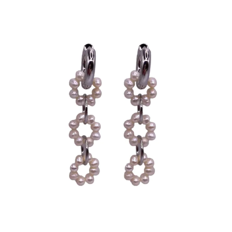 Freshwater Pearl and Silver Interlocking Earrings sold by Kenneth Jay Lane