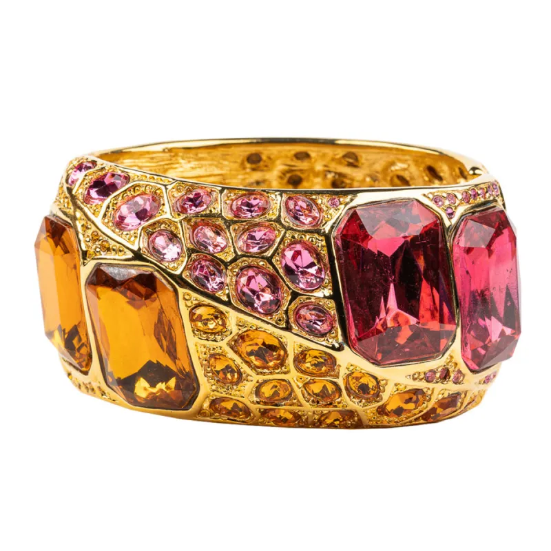 Gold with Stones Twist Bracelet sold by Kenneth Jay Lane