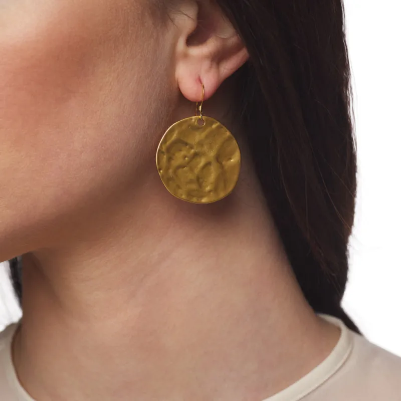 Large Satin Gold Fishhook Top Earring sold by Kenneth Jay Lane