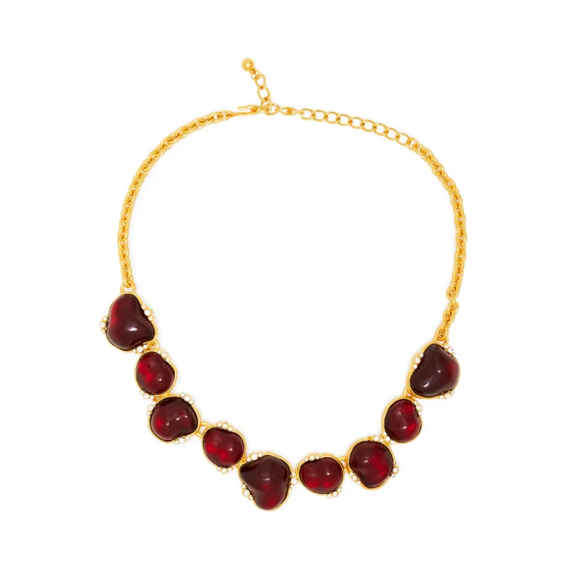 Polished Gold & Crystal Ruby Necklace sold by Kenneth Jay Lane