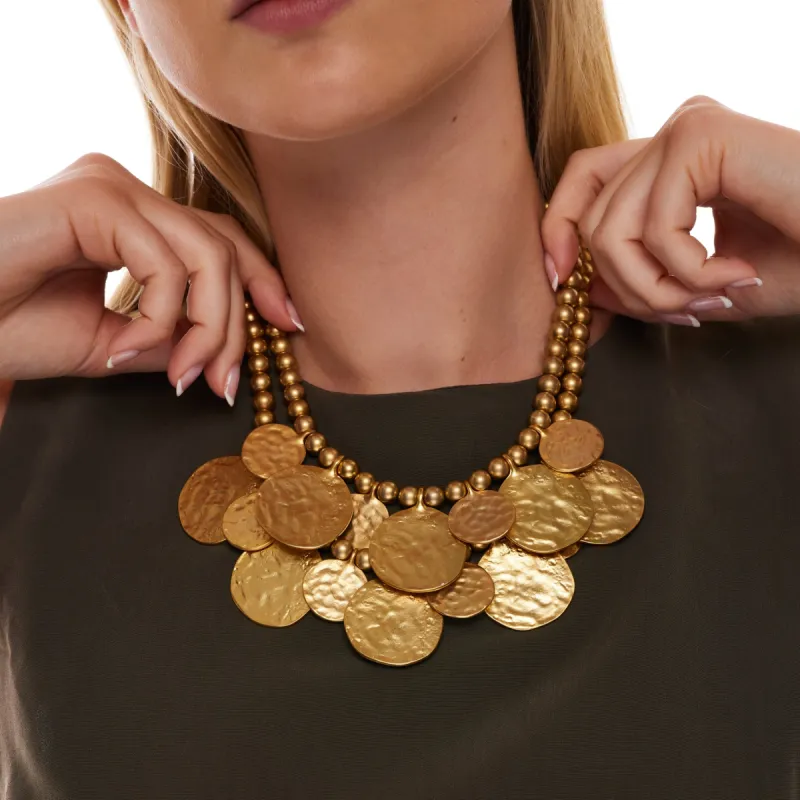 Satin Gold Coin Necklace sold by Kenneth Jay Lane