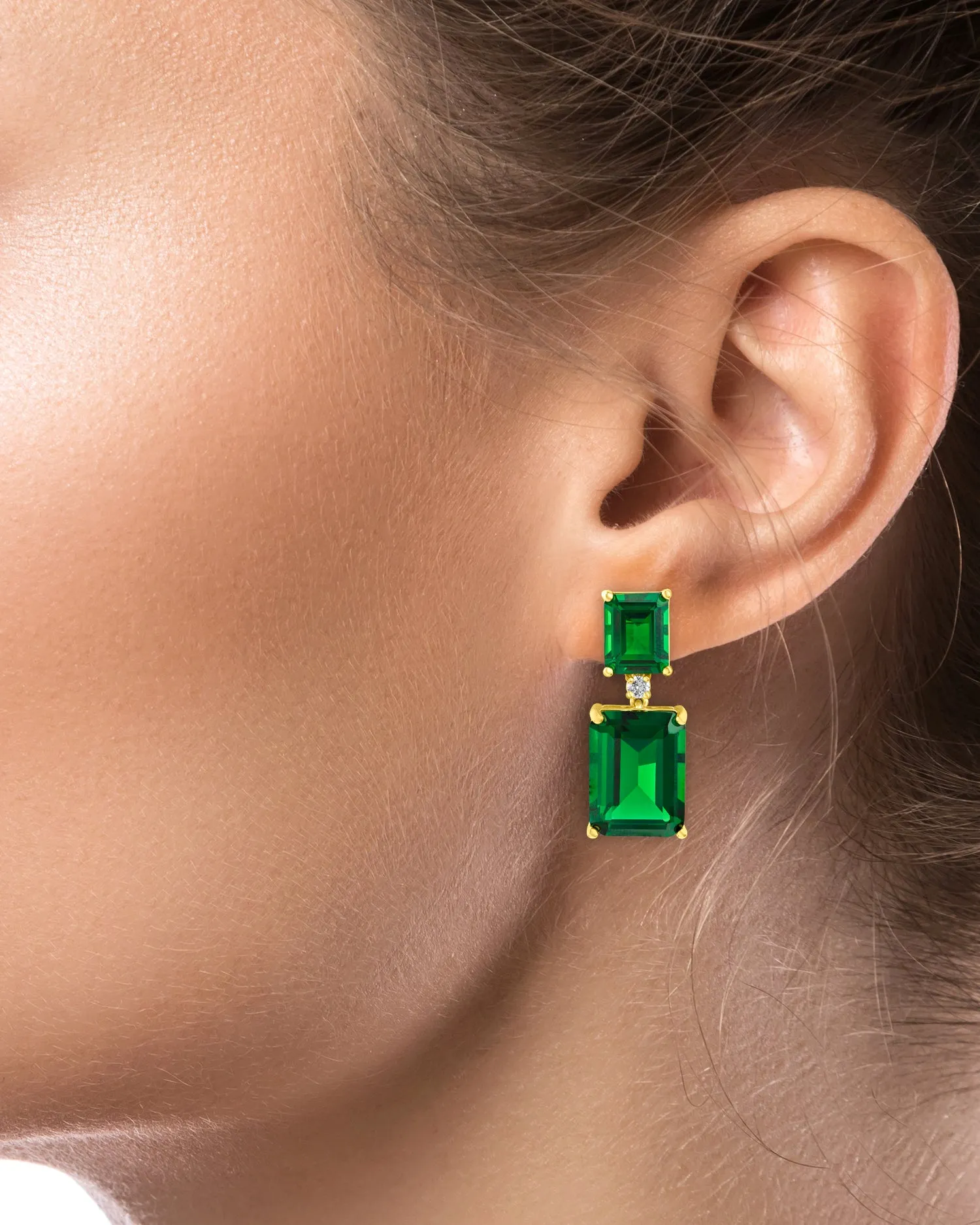 Emerald CZ Drop Earrings sold by Kenneth Jay Lane product image thumbnail 2