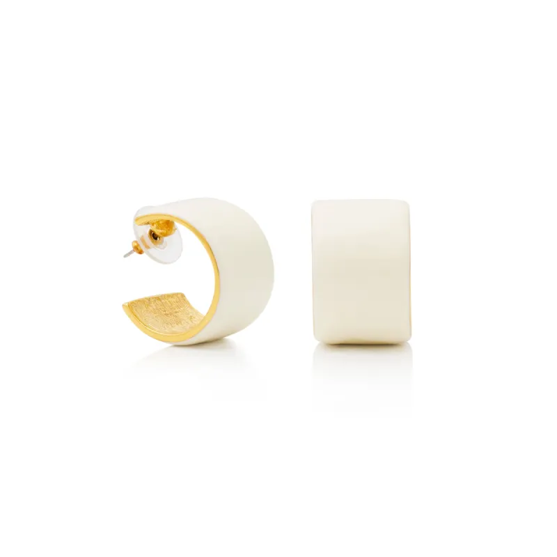 White Enamel Hoop Pierced Earring sold by Kenneth Jay Lane