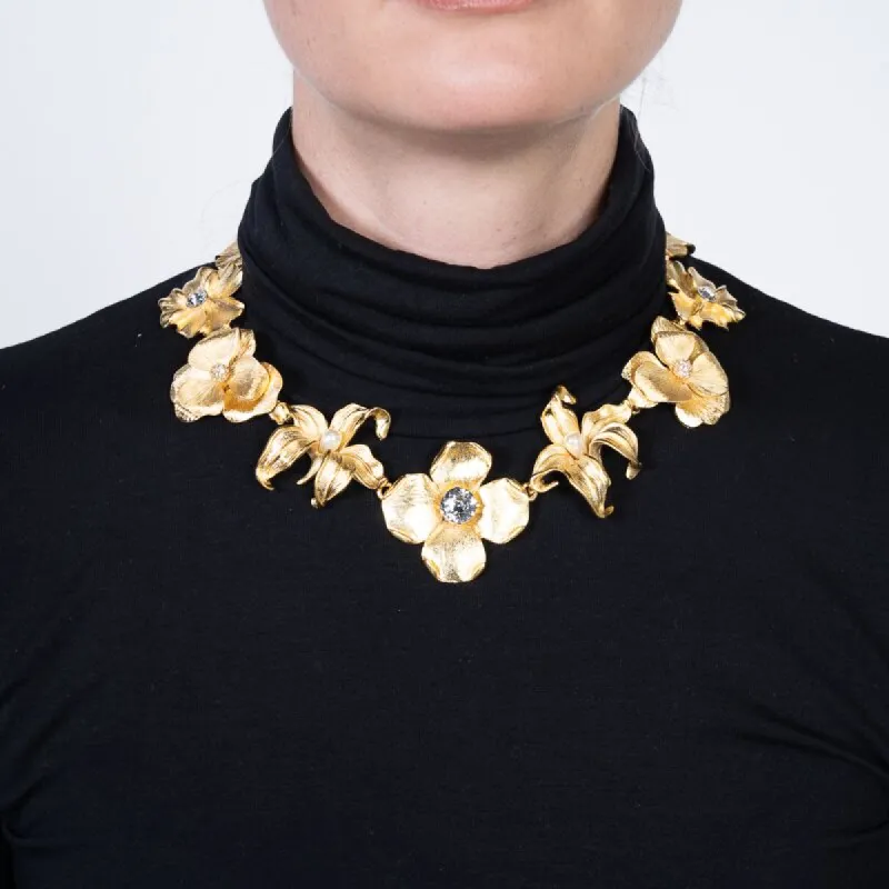 Satin Gold Flower Necklace sold by Kenneth Jay Lane