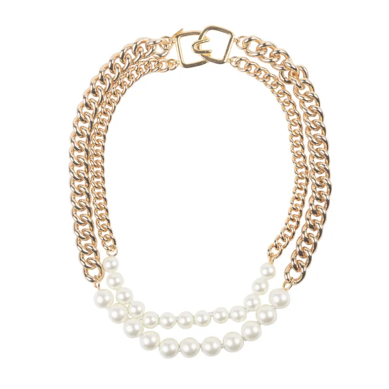 Gold Chain and Pearl Necklace sold by Kenneth Jay Lane