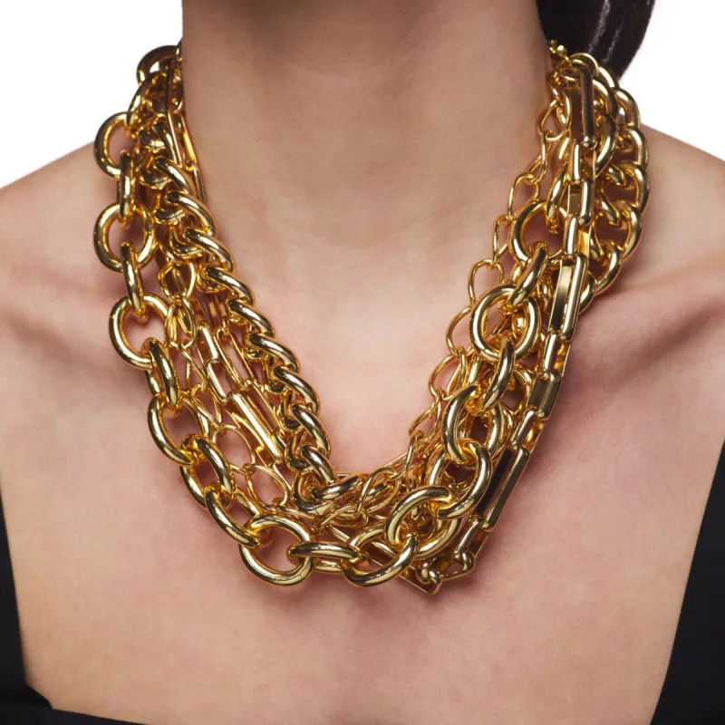 Polished Gold 5 Row Chain Link Necklace sold by Kenneth Jay Lane