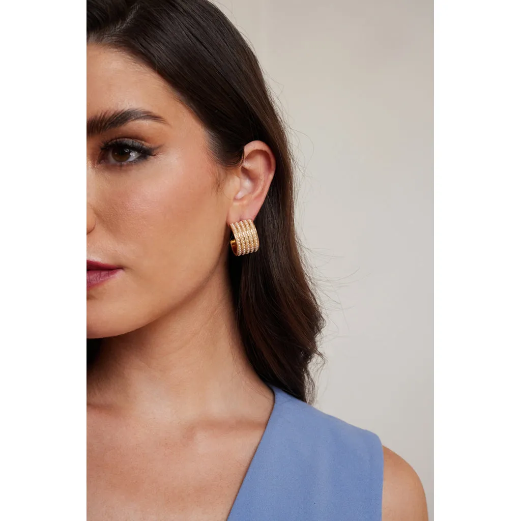 Gold Hoop Studded Earring with Pearls sold by Kenneth Jay Lane product image thumbnail 2