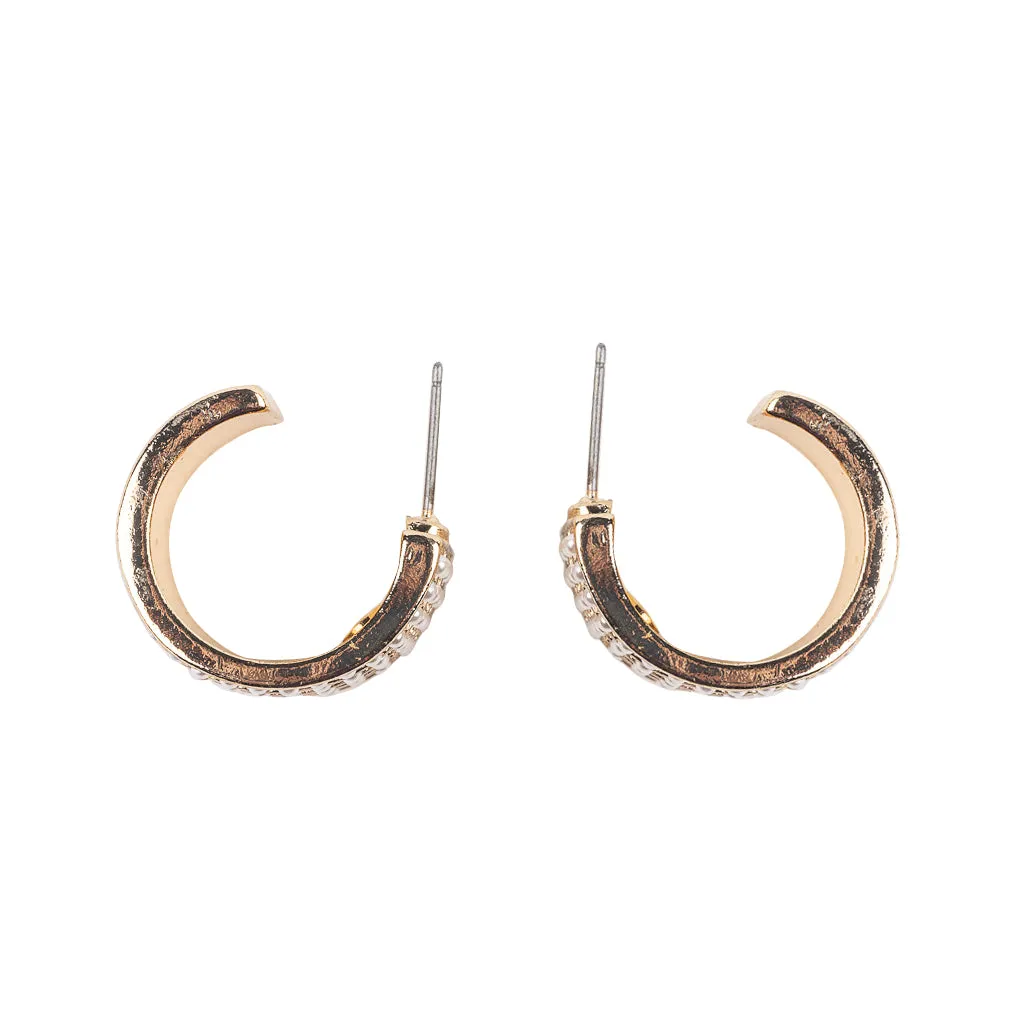 Gold Hoop Studded Earring with Pearls sold by Kenneth Jay Lane product image thumbnail 3