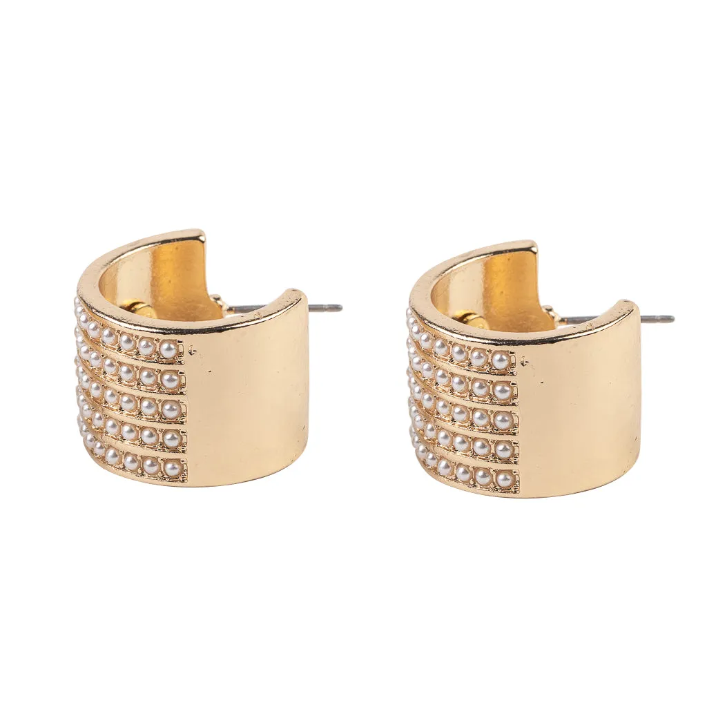Gold Hoop Studded Earring with Pearls sold by Kenneth Jay Lane product image thumbnail 5
