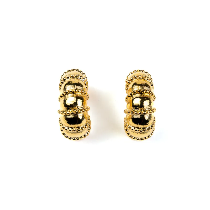 Gold Texture Hoop Clip Earrings sold by Kenneth Jay Lane