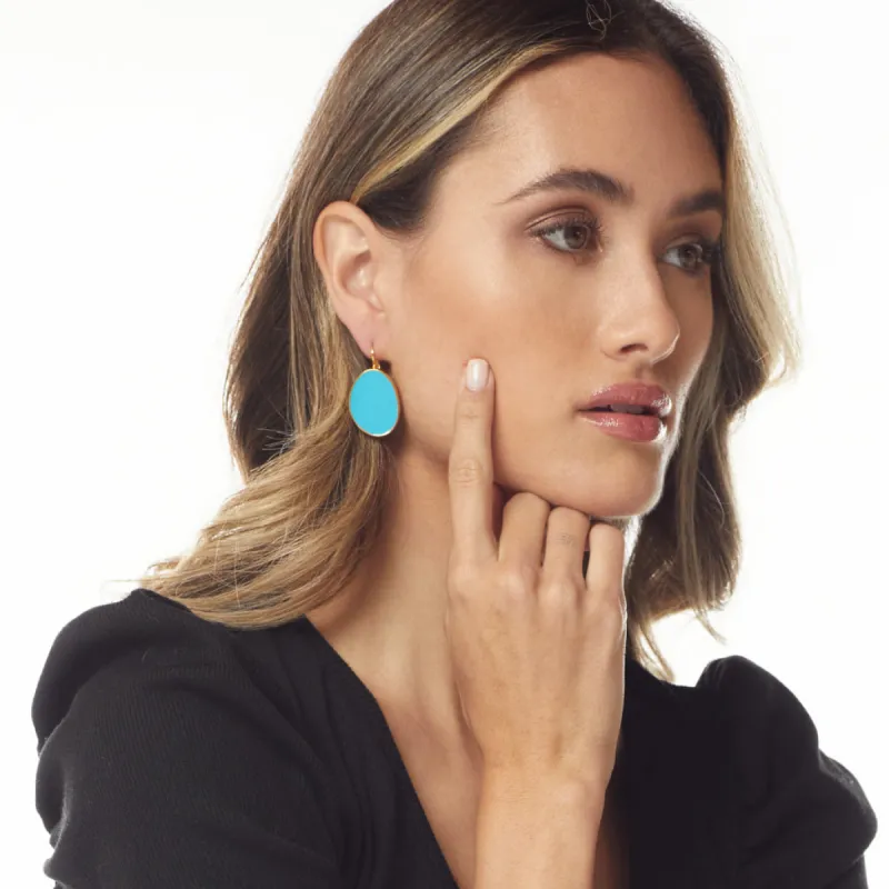 Turquoise Kidney Shaped Pierced Earrings sold by Kenneth Jay Lane