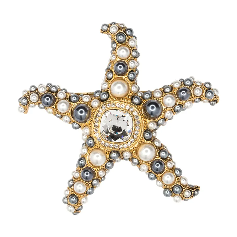 White and Grey Pearl Starfish Pin sold by Kenneth Jay Lane