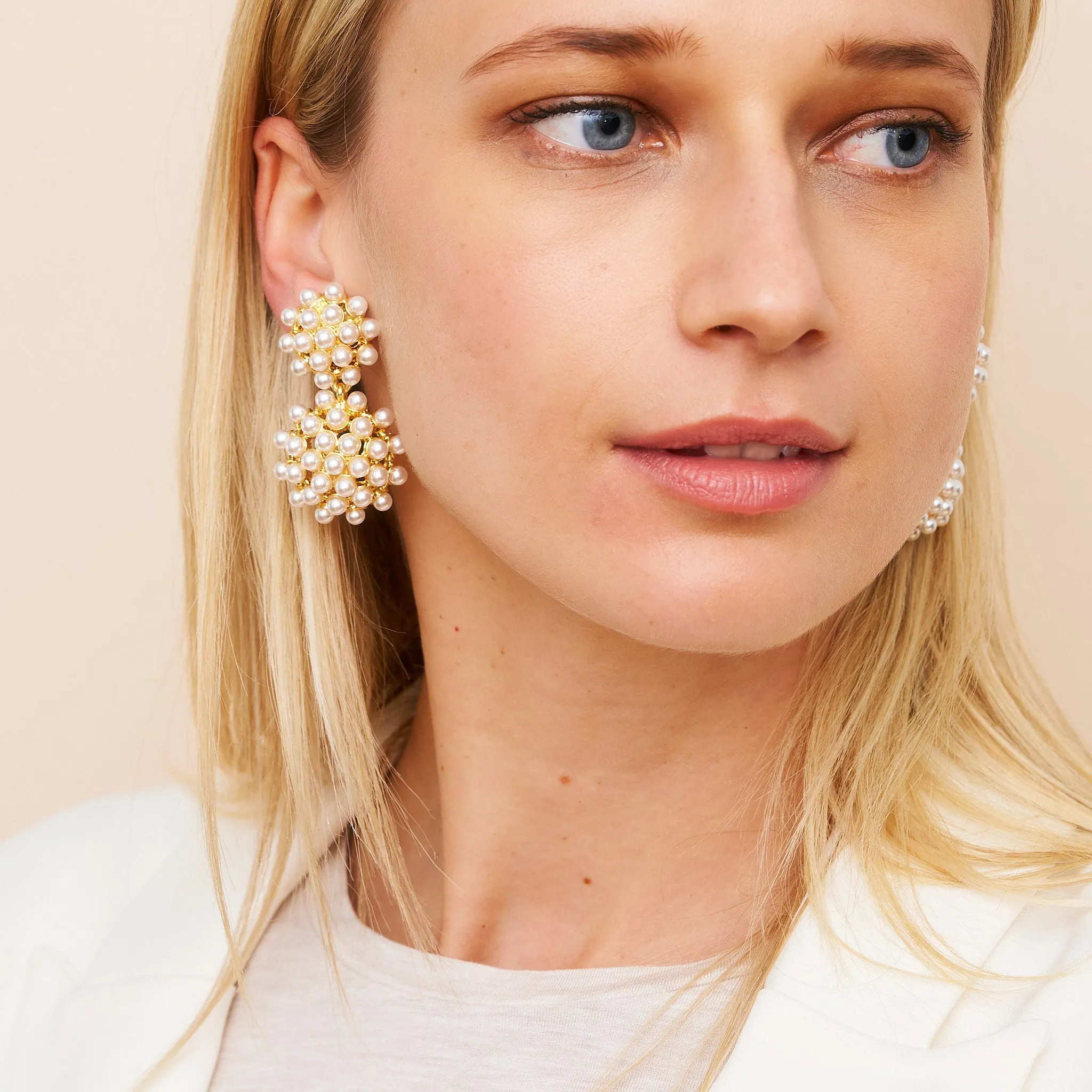 Pearl Cluster Drop Clip Earrings sold by Kenneth Jay Lane product image thumbnail 2