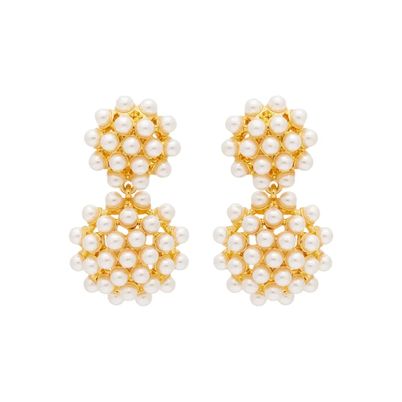 Pearl Cluster Drop Clip Earrings sold by Kenneth Jay Lane