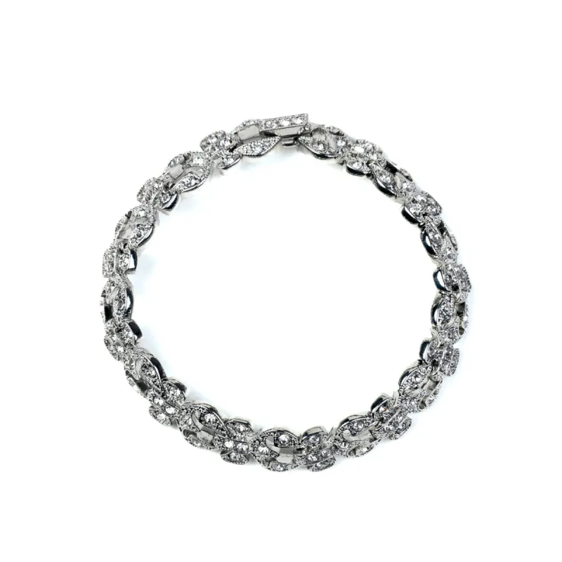 Silver and Crystal Link Bracelet sold by Kenneth Jay Lane