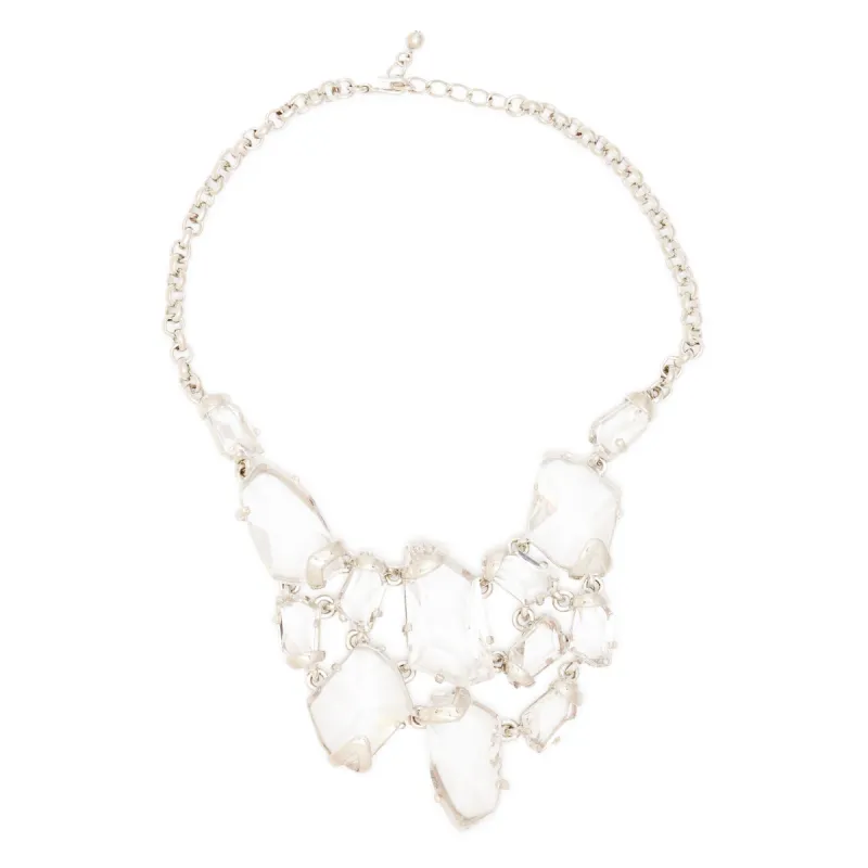 Polished Silver Crystal Drop Bib Necklace sold by Kenneth Jay Lane
