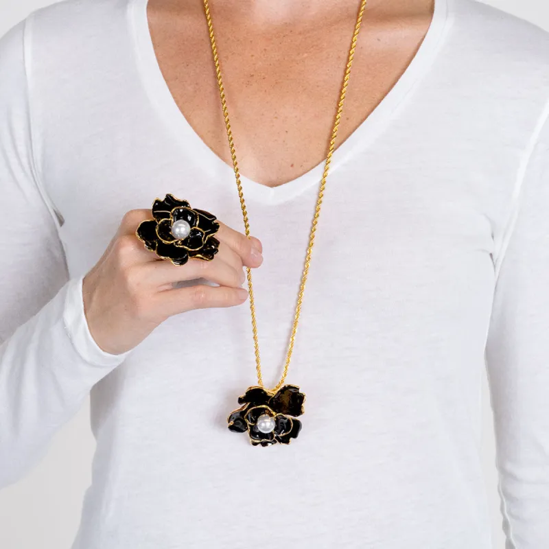 Black Flower Pendant sold by Kenneth Jay Lane