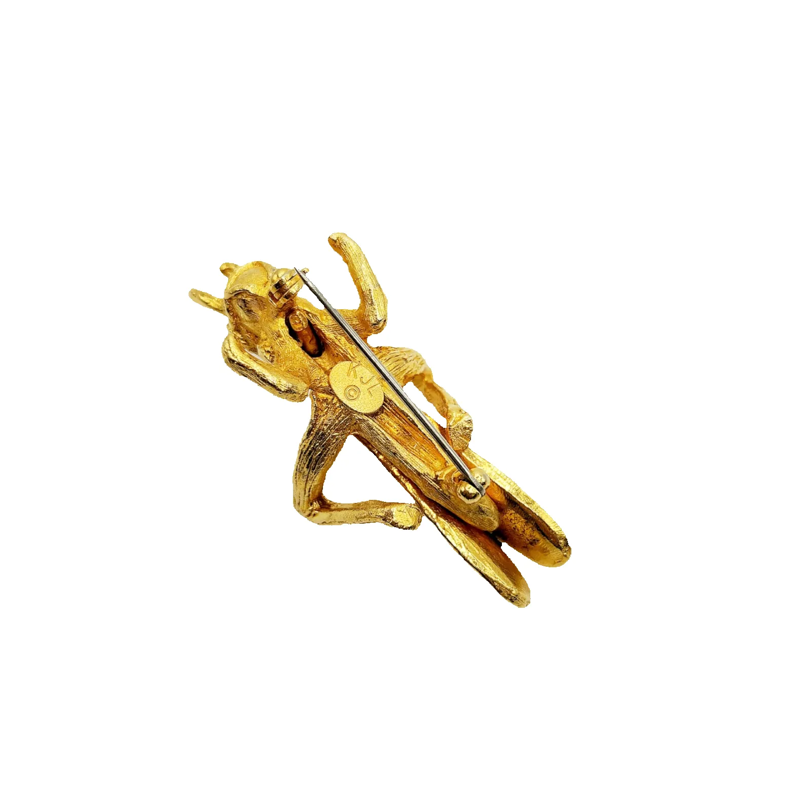 Vintage Gold & Emerald Grasshopper Pin sold by Kenneth Jay Lane product image thumbnail 2
