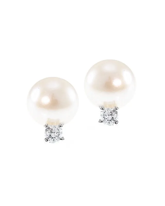 Freshwater Pearl and CZ Earrings sold by Kenneth Jay Lane