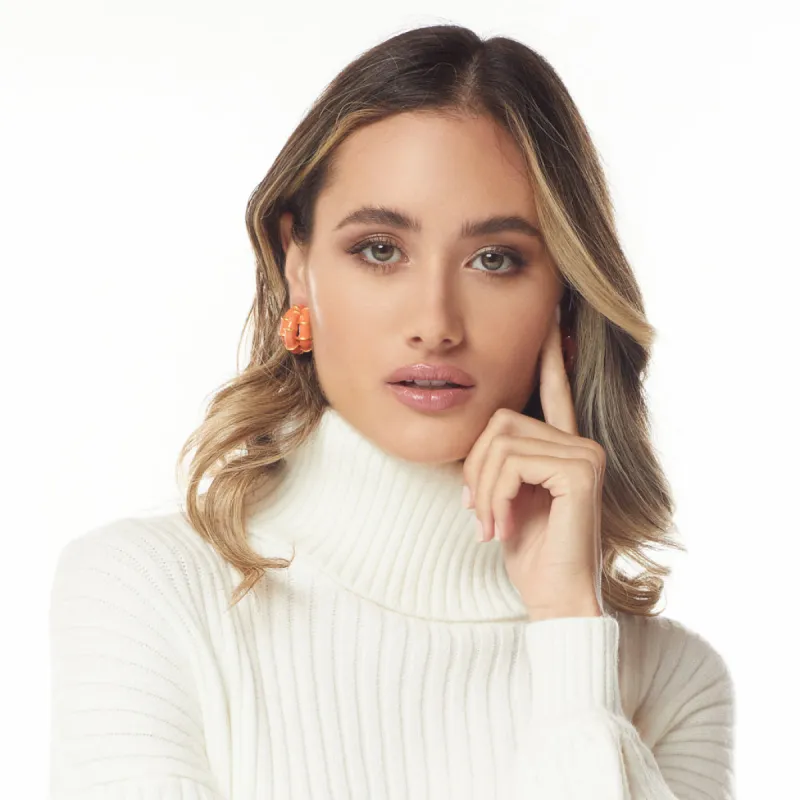 Coral Bamboo Hoop Clip Earring sold by Kenneth Jay Lane