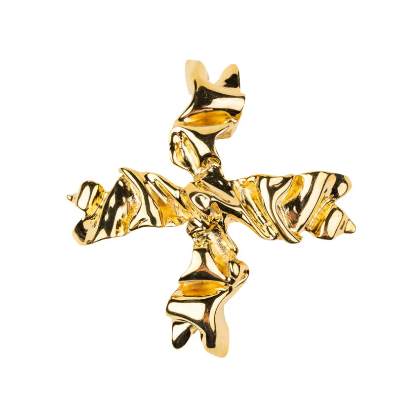 Polished Gold Textured Cross Pin sold by Kenneth Jay Lane