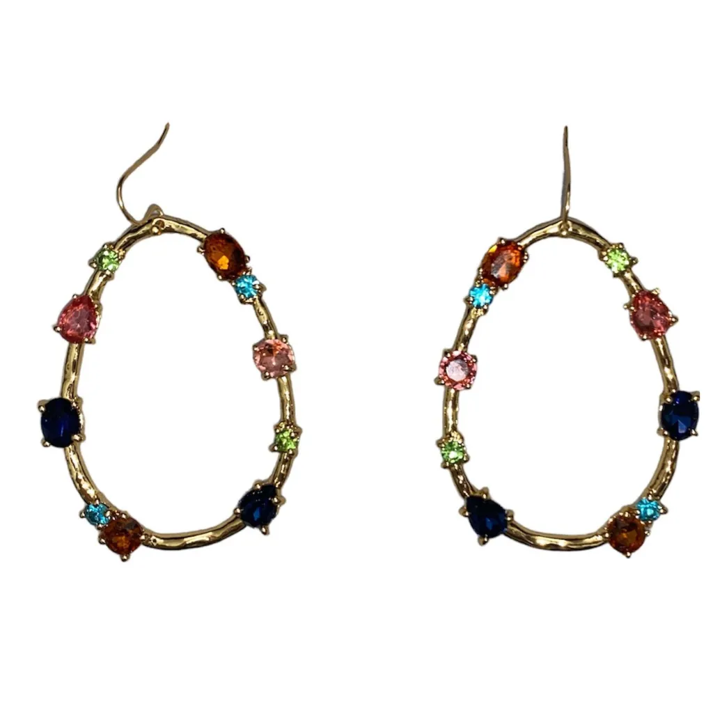 Multicolored Gemstone Oval Drop Earrings sold by Kenneth Jay Lane