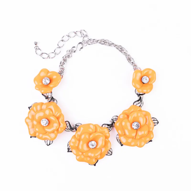 Coral Flower Rhodium Chain Necklace sold by Kenneth Jay Lane