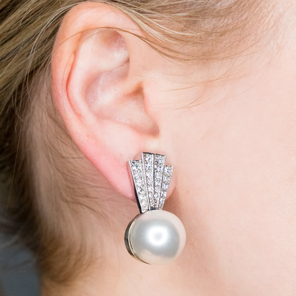 Crystal Top with Pearl Bottom Clip Earrings sold by Kenneth Jay Lane product image thumbnail 2