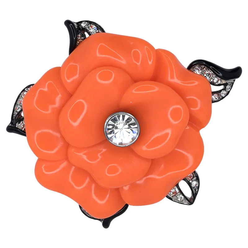 Coral Resin Flower Pin sold by Kenneth Jay Lane
