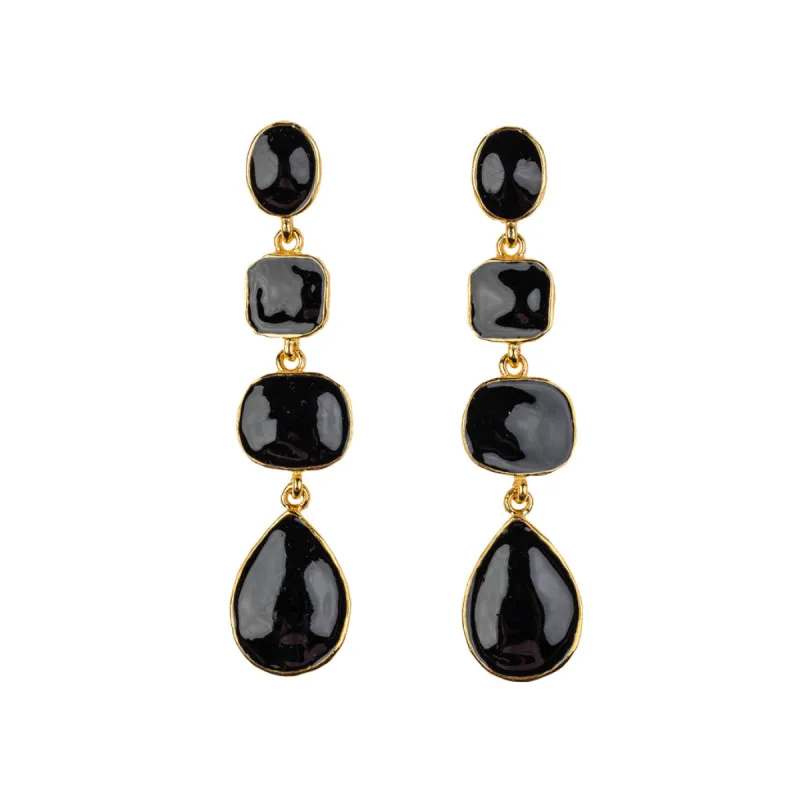 Black Enamel Four Drop Earring sold by Kenneth Jay Lane