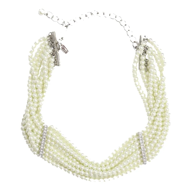 8 Row Light Cultura Crystal Bar Choker Necklace sold by Kenneth Jay Lane