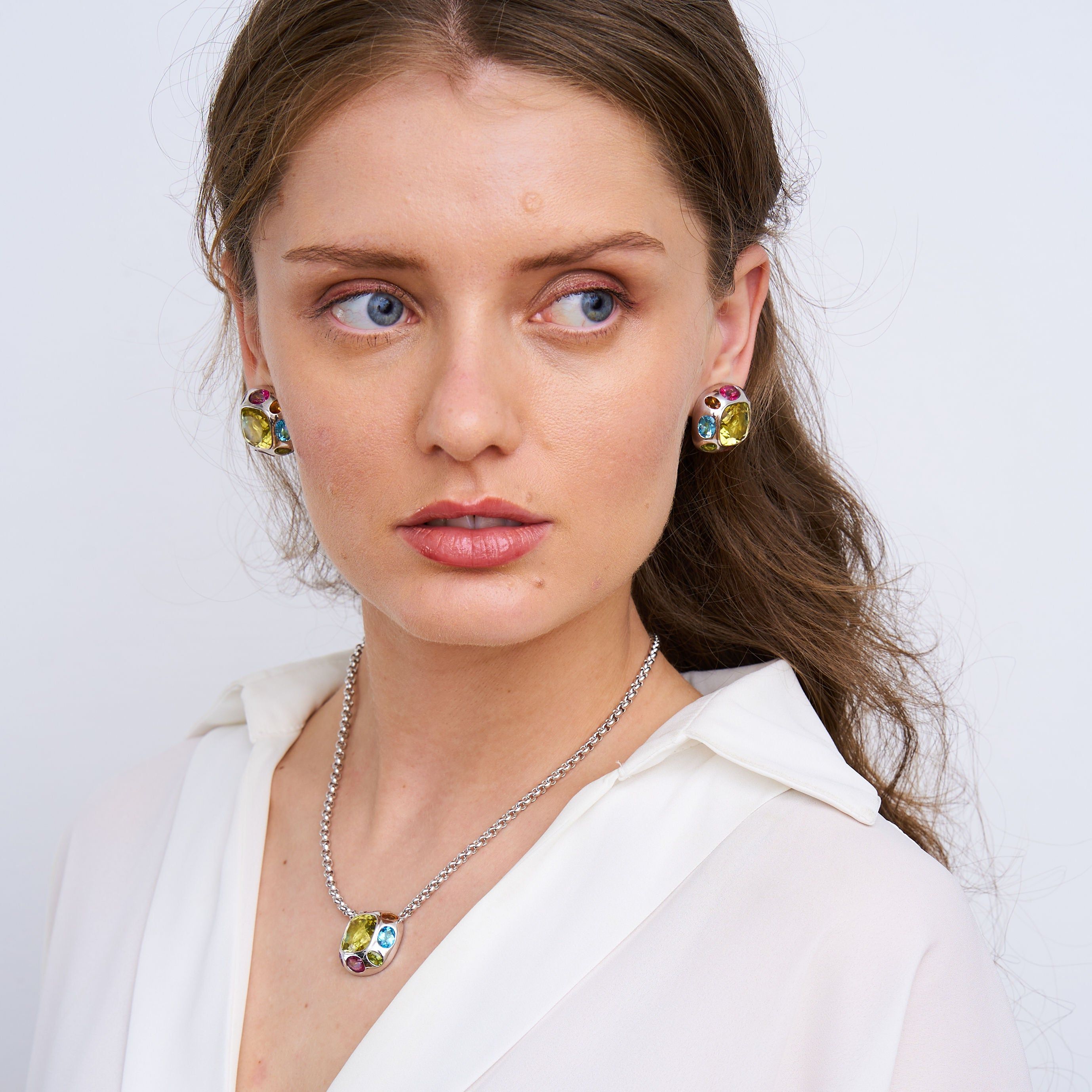 925 Silver and Peridot Center Clip Earring sold by Kenneth Jay Lane product image thumbnail 3